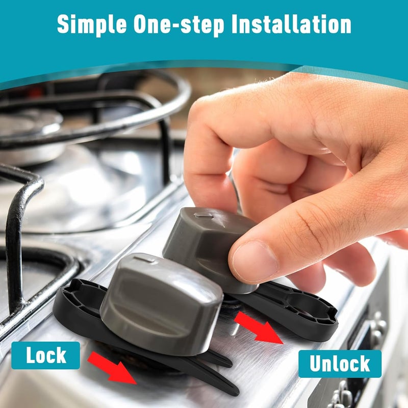 OKK Stove Locks Child Safety, 5 Pack Stove Knob Locks with Universal Size, Clear View Stove Knobs Locks for Kids and Pets Proof - Image 4